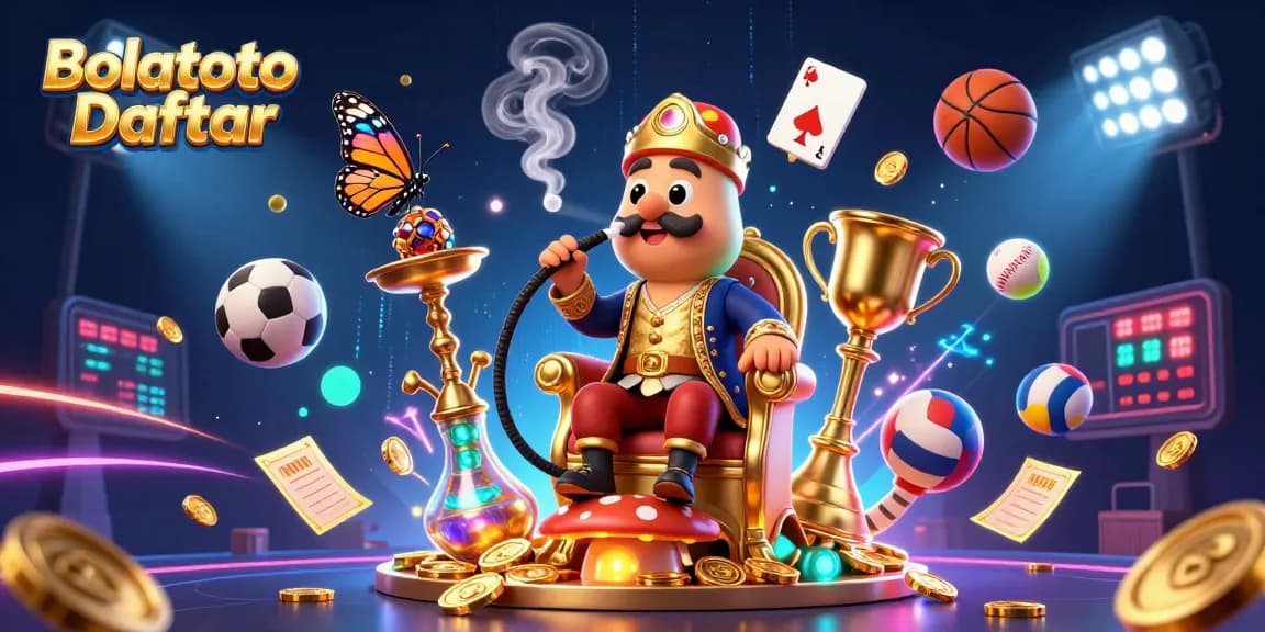 Engage with thrilling bets and sports excitement at Bolatoto Daftar in this vibrant illustration.