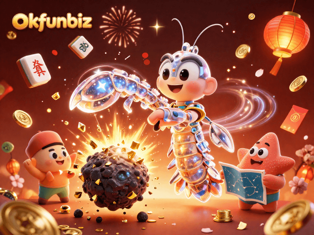 Engage in thrilling gameplay at okfunbiz with vibrant casino elements and captivating characters.