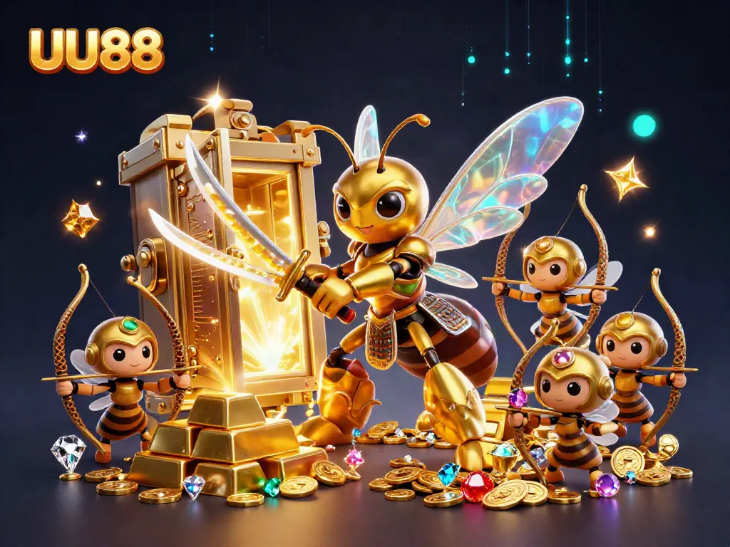 Engage with the vibrant UU88 casino experience featuring dynamic characters and sparkling treasures.
