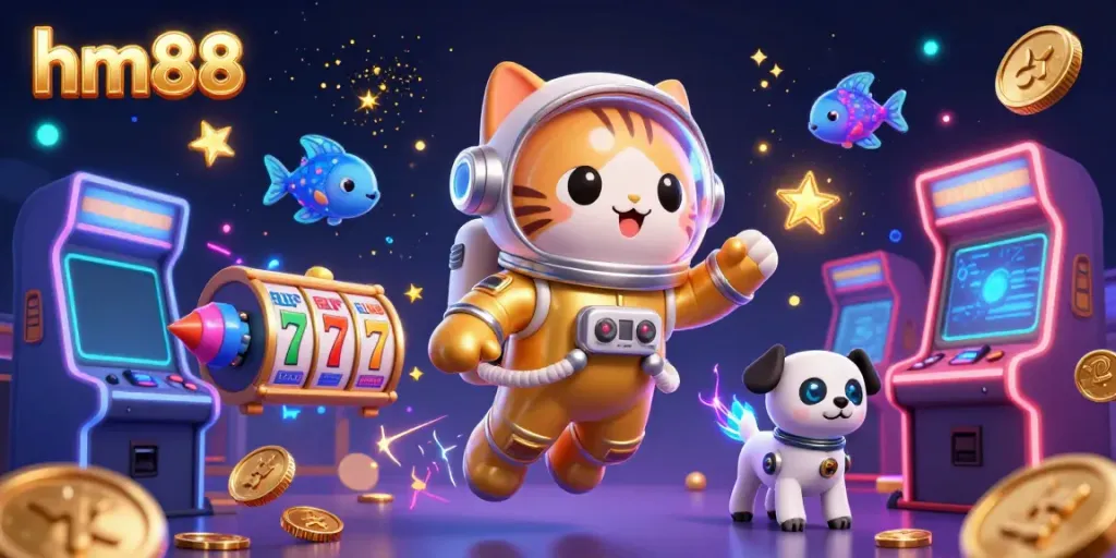Experience thrilling gameplay at hm88, featuring a vibrant casino scene with lucky 7s and colorful slot machines.