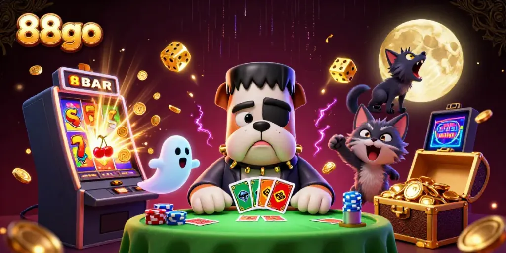 Engage with thrilling games at 88go featuring unique characters in a vibrant casino scene.