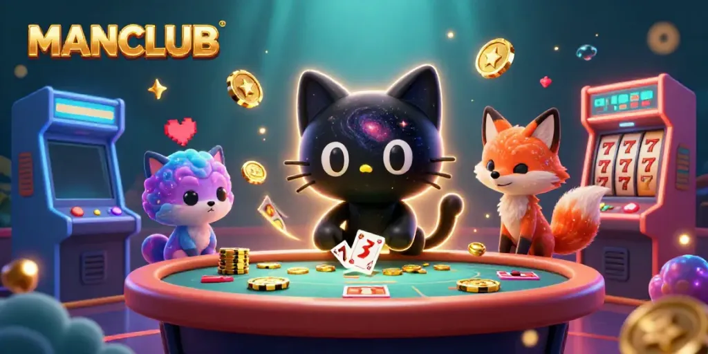 Engage in thrilling gameplay at the MANCLUB cosmic casino with unique characters and vibrant gaming elements.