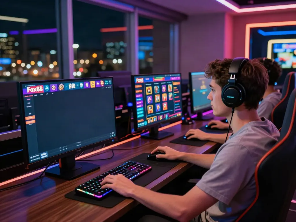 Intense online gaming experience at Fox88 with vibrant graphics.