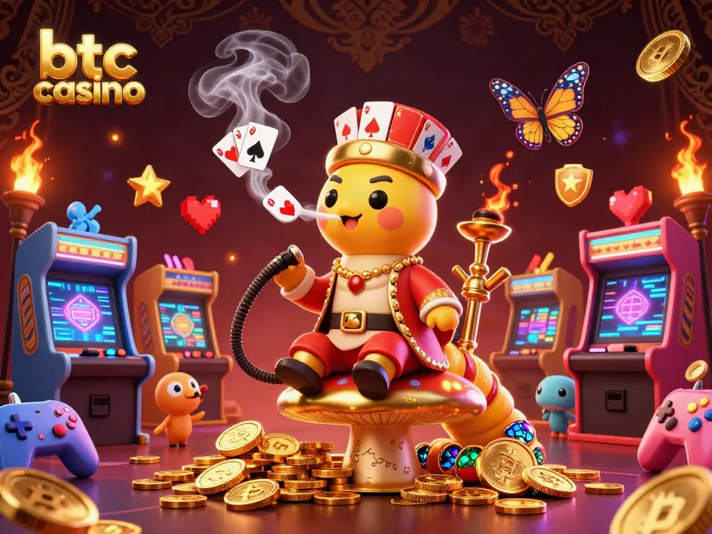 Engage with exciting games at the btc casino, featuring colorful characters and rich casino elements.