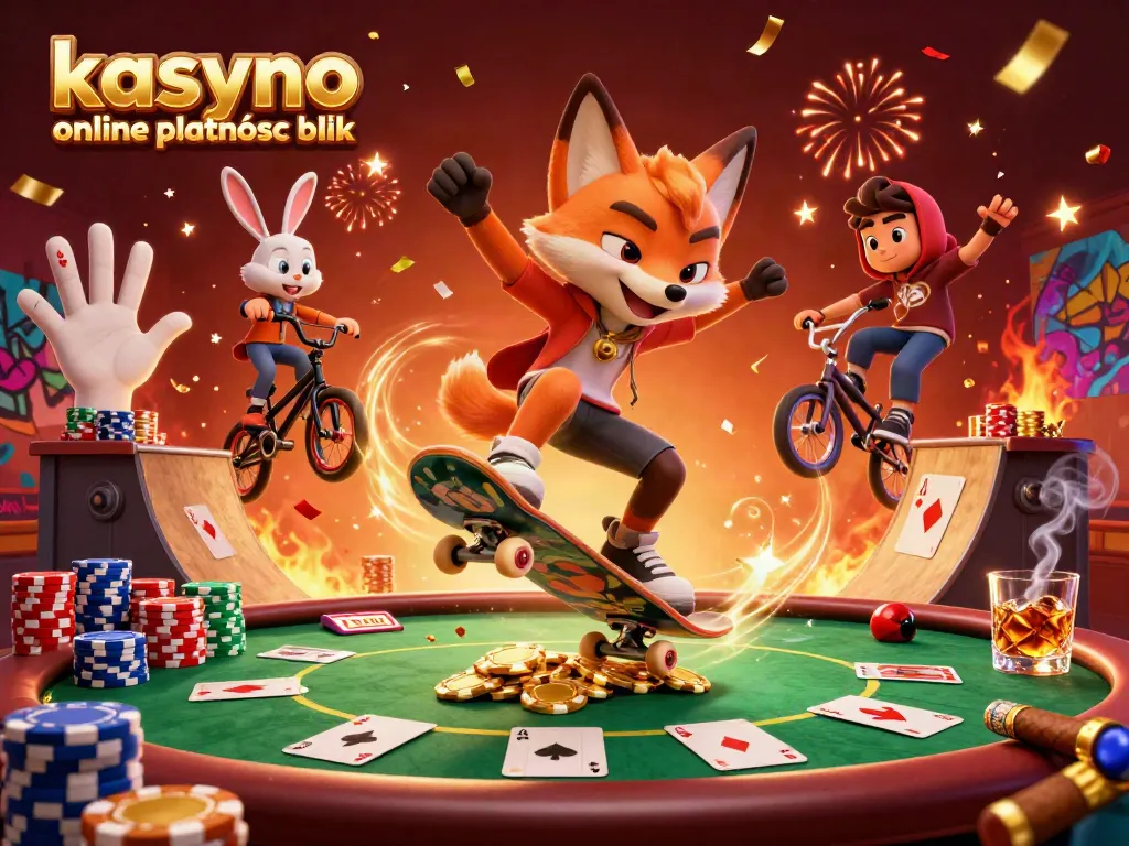 Experience kasyno online platnosc blik with a vibrant, animated casino illustration showcasing gameplay excitement.
