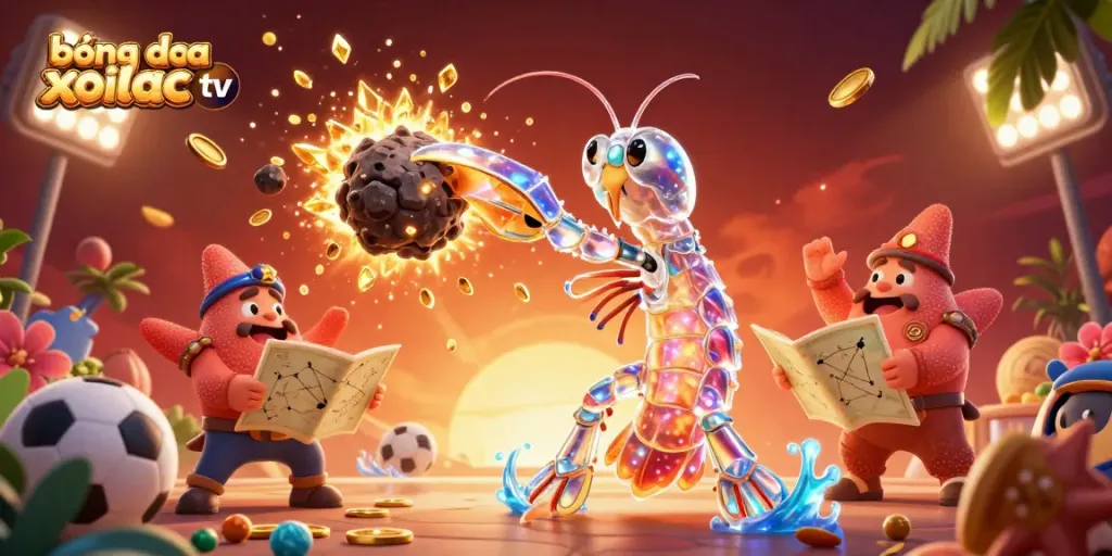 Experience the dynamic action of bóng đá trực tuyến xoilac tv with this 3D illustration of vibrant soccer gaming.