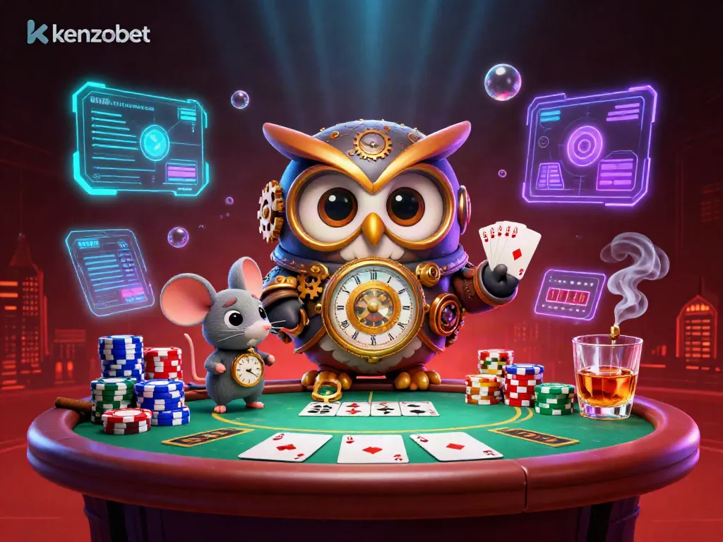 Experience the thrill of kenzobet with a vibrant casino illustrated scene featuring dynamic gaming elements.