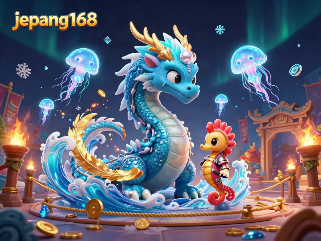 Spin to win with jepang168’s enchanting dragon and vibrant jellyfish in a dynamic casino scene.