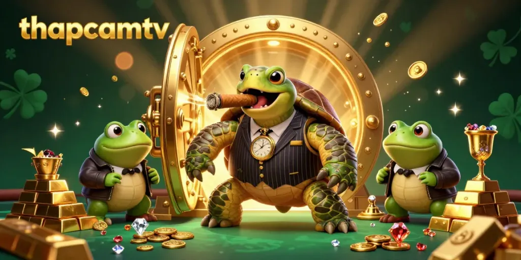 Experience thrilling moments with thapcamtv as turtles and bullfrogs animate a vibrant casino scene.