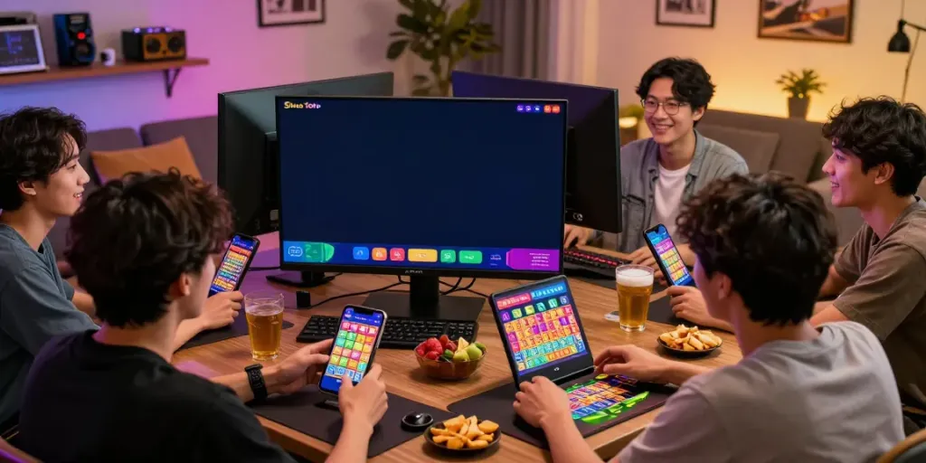 Pengalaman bermain Situs Toto online dengan pemain bersemangat di ruang tamu.