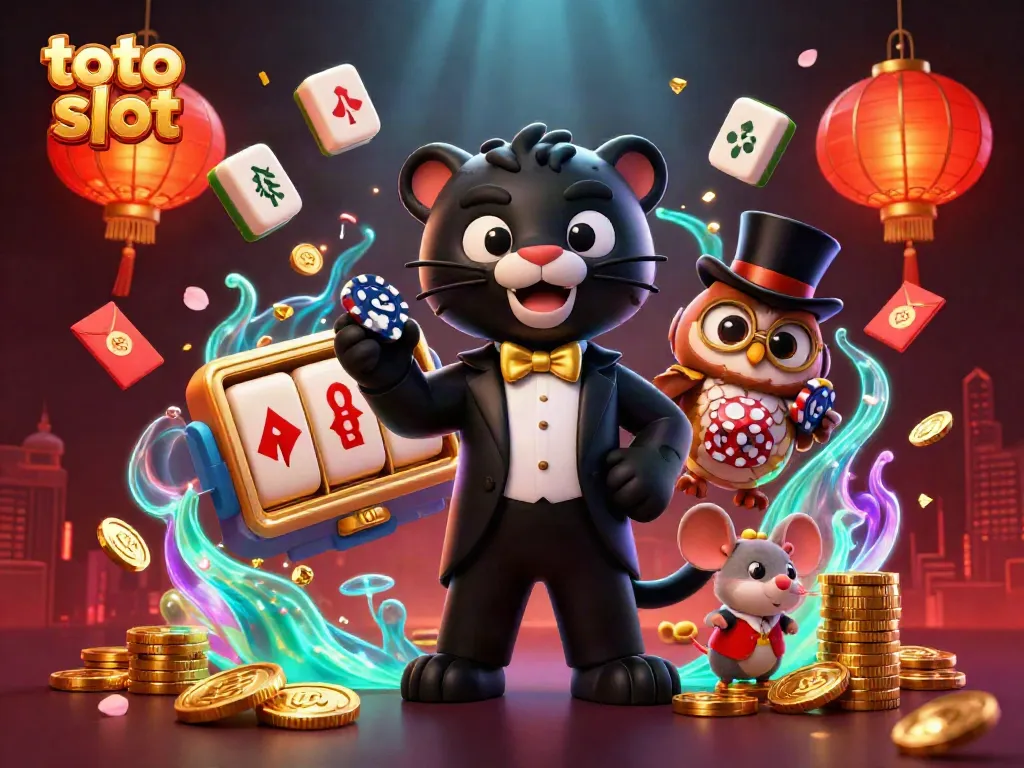 Menang di permainan toto slot dengan panther, burung hantu, dan tikus keberuntungan.