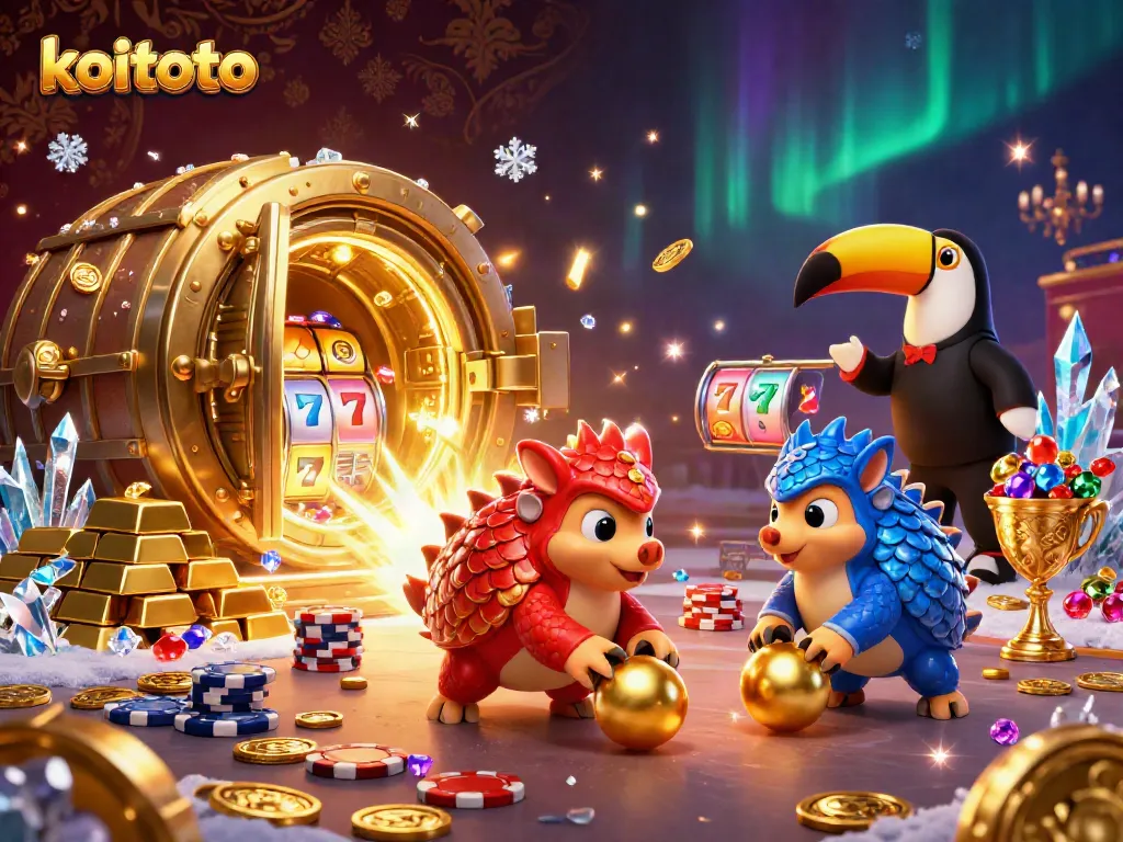 KoitoTo menghadirkan keseruan dengan pangolins bersaing di tengah tumpukan chip poker dan harta karun.