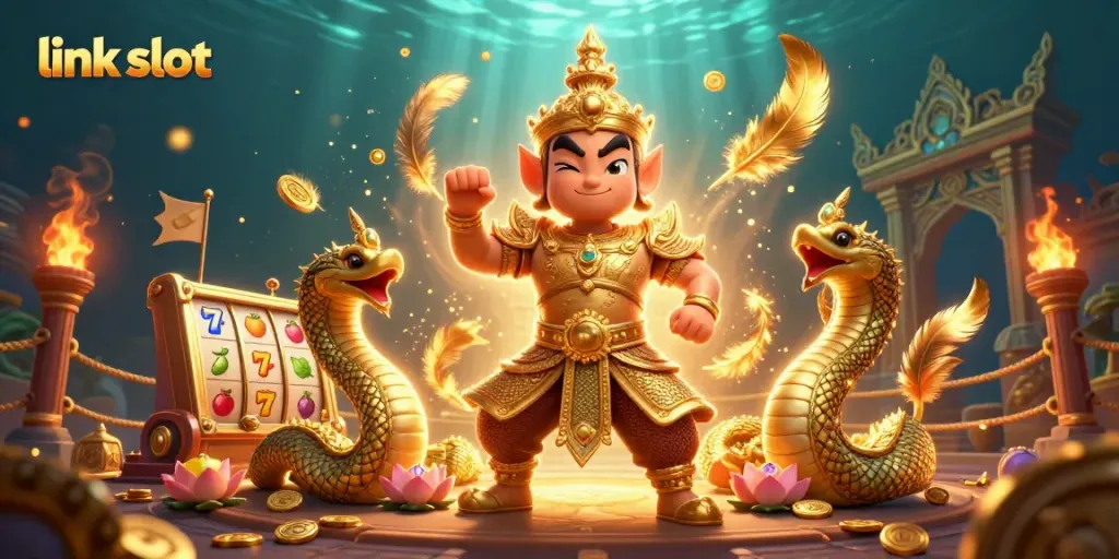 Experience thrilling link slot gameplay with colorful guardians in a vibrant gambling arena.
