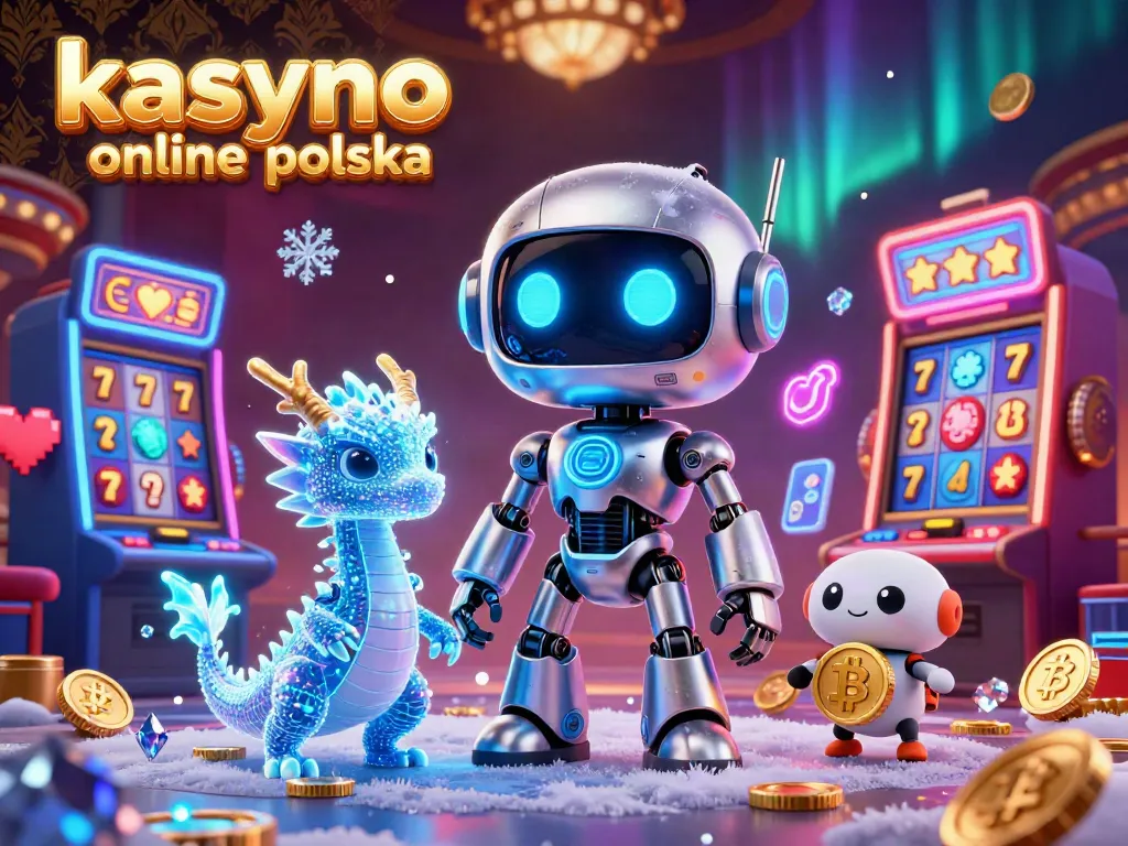 Experience vibrant casino excitement with kasyno online polska in this 3D illustration featuring cyberpunk characters and slot reels.