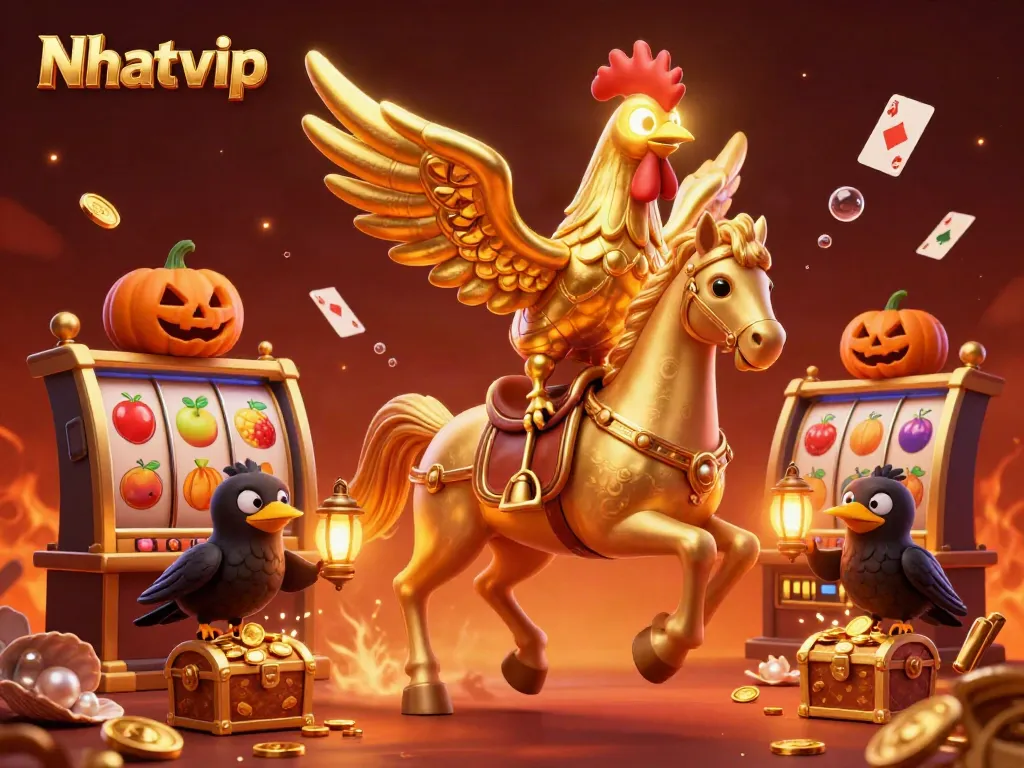 Nhatvip offers thrilling casino experiences with a golden rooster in an exciting gaming adventure.