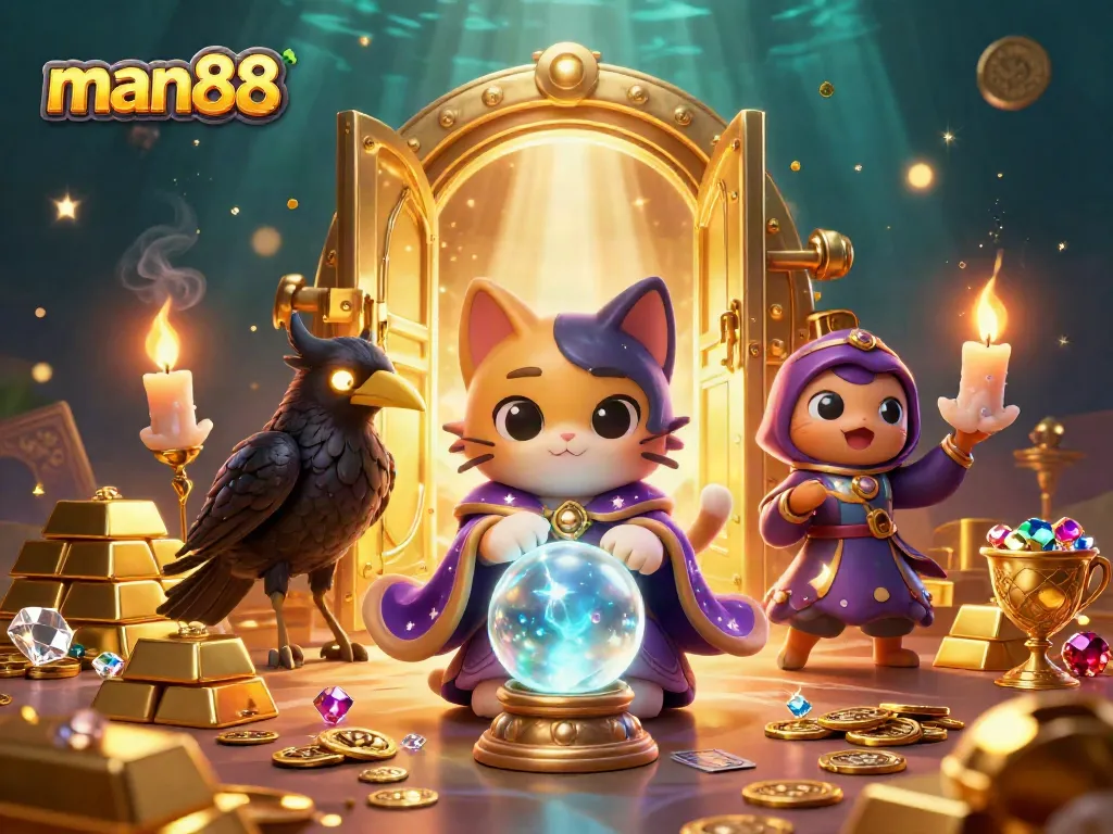 Join the mystical adventure with man88 as fortune unfolds in an exciting casino scene.