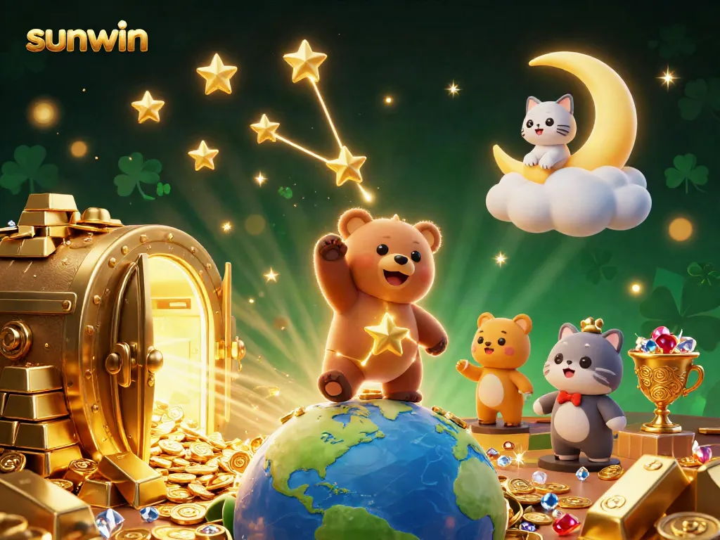 Experience thrilling game wins with sunwin in this vibrant casino-themed illustration.