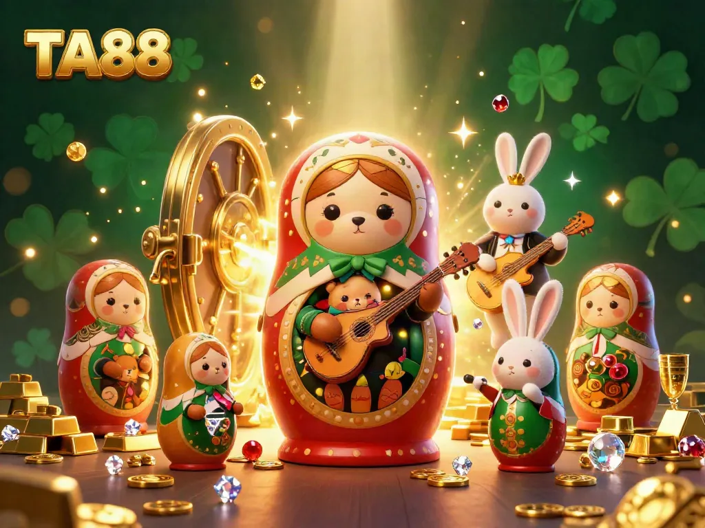 Join the excitement with TA88, featuring vibrant 3D casino elements and sparkling jewels.