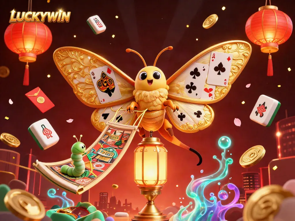 Feel the excitement of LUCKYWIN with this vibrant 3D illustration capturing a whimsical casino scene.