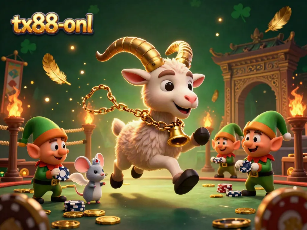 Engage in the thrilling world of tx88-onl, featuring vibrant casino chaos with a 3D Krampus and festive characters.