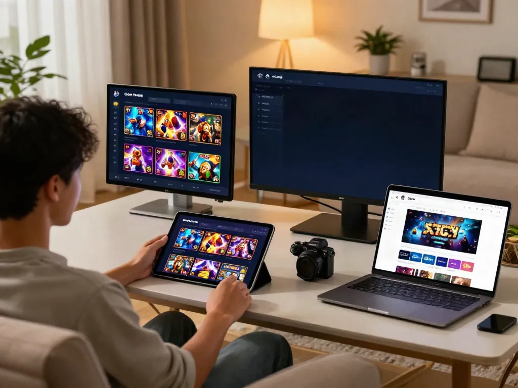 Engaging gaming scene showcasing user-friendly server Thailand slot games on tablet and smartphone