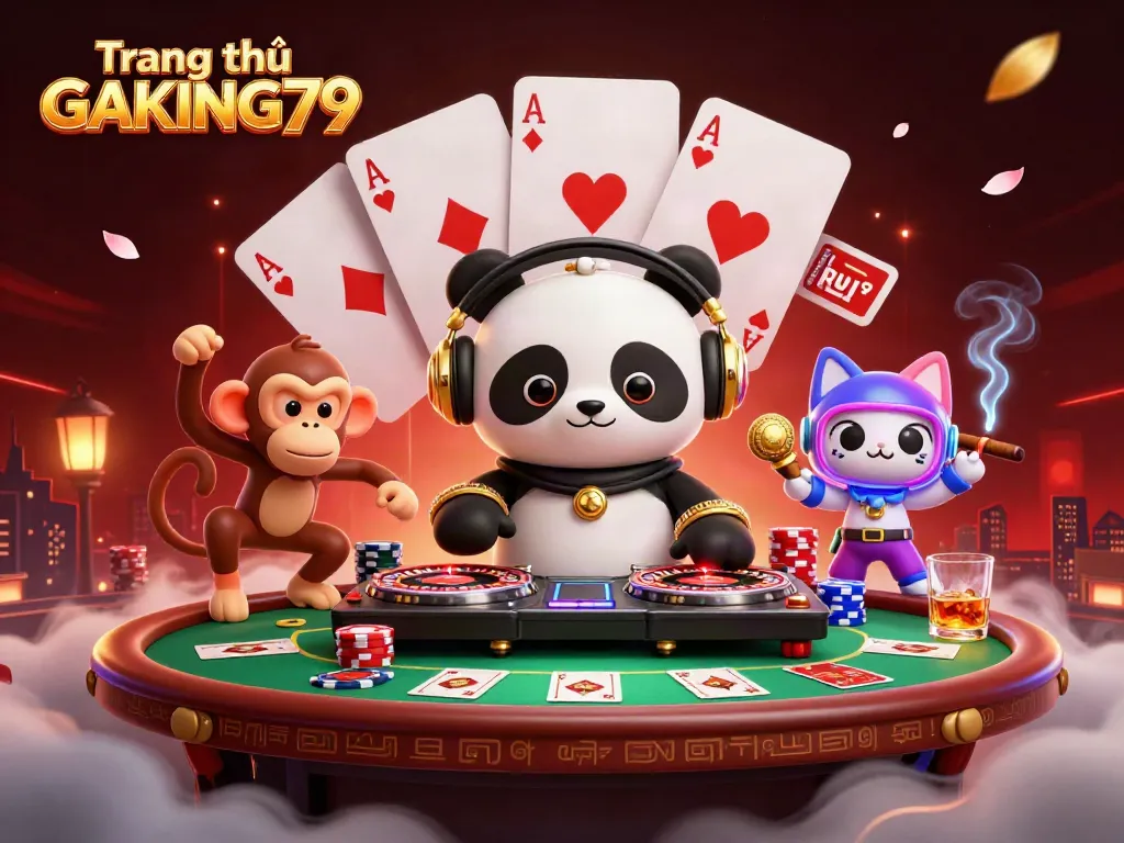 Experience thrilling action at Trang chủ GAKING79 with vibrant characters and a lively casino atmosphere.