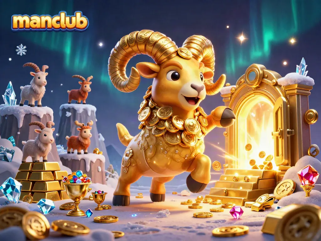Engage with manclub's thrilling gaming experience as the golden ram charges through treasures and excitement.
