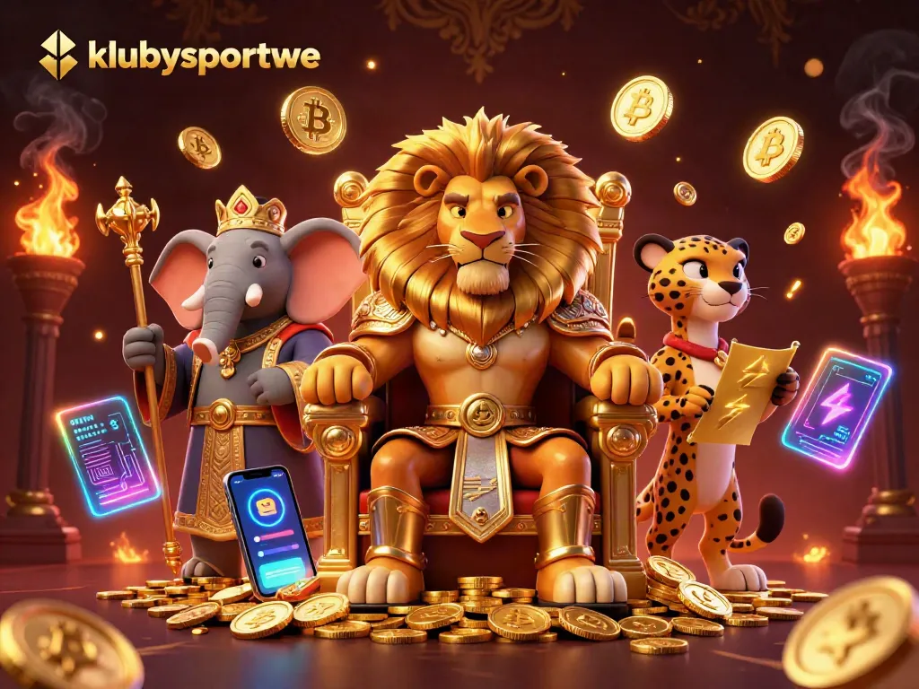 Experience the thrilling world of gaming with klubysportowe's vibrant 3D casino illustration of a lion king and his advisors.