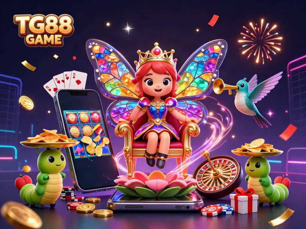 Engage with TG88 GAME in an exhilarating casino scene filled with excitement and vibrant colors.