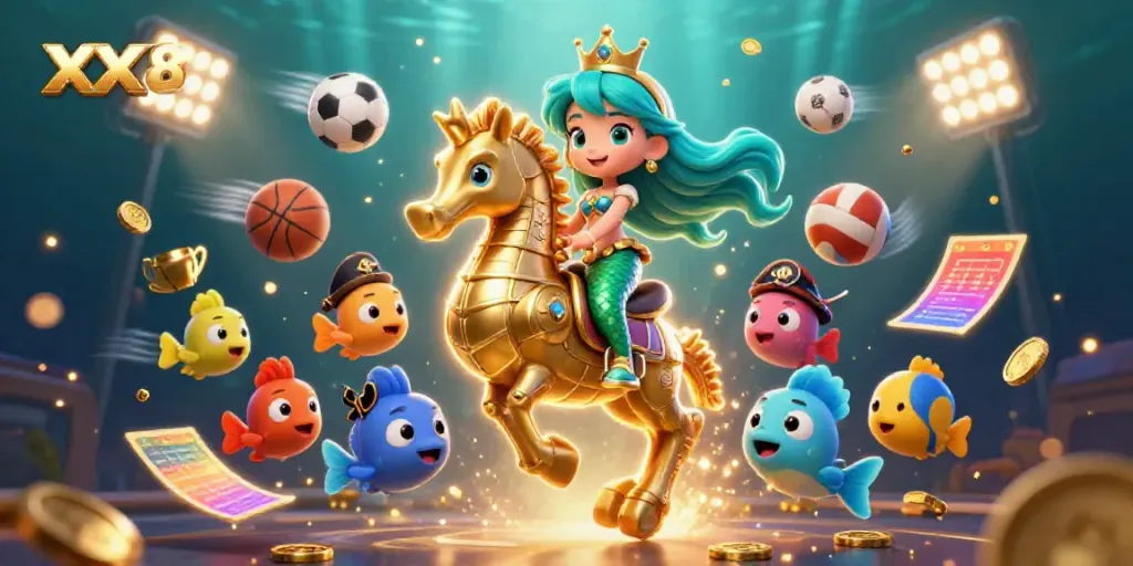 Experience excitement with xx8 as a mermaid princess champions her casino adventure underwater.