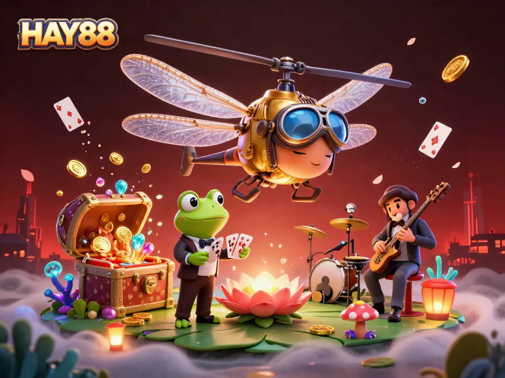 Experience thrilling casino action with HAY88's vibrant 3D scene featuring captivating characters and gaming elements.